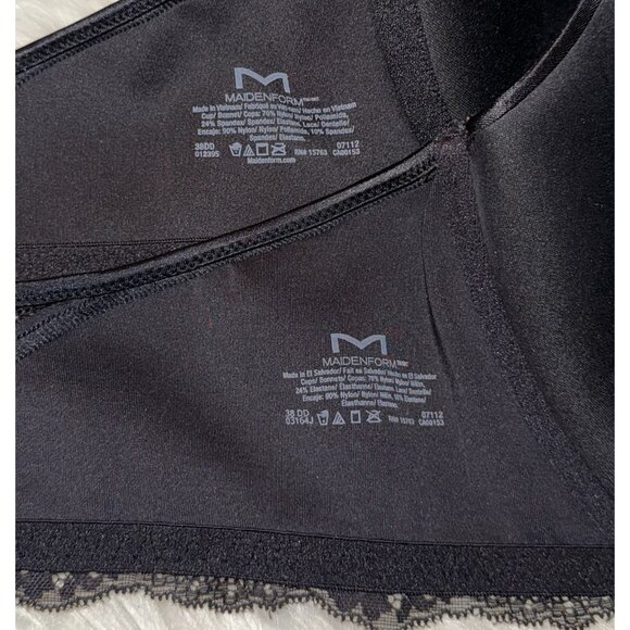 2 Maidenform 07112 One Fab Fit Extra Coverage Racerback Bras Lined UW 38DD Black - Picture 5 of 5